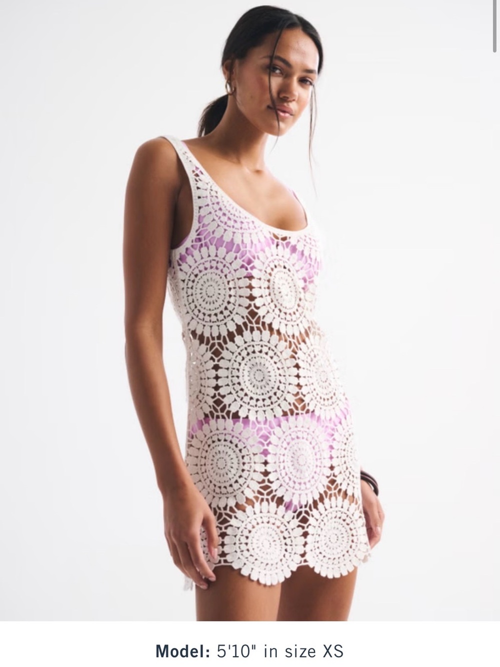 Crochet-Style Scoopneck Mini Dress Coverup
Beach / Swim or Boho
